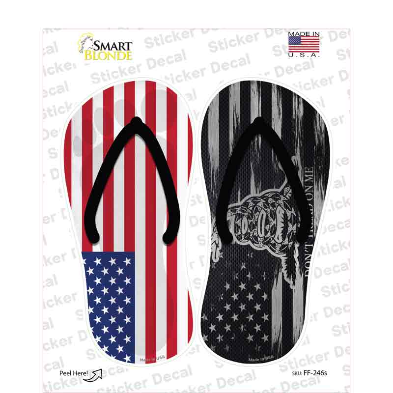 USA|Distressed 2nd Amendment Flag Novelty Flip Flops Sticker Decal Small