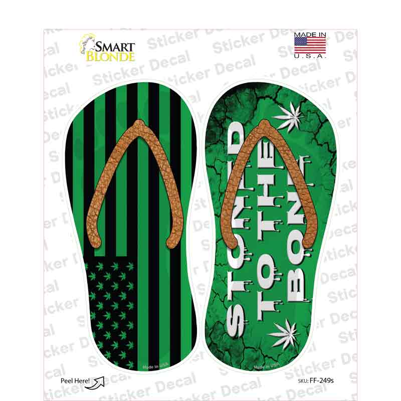 USA Weed|Stoned to the Bone Novelty Flip Flops Sticker Decal Small