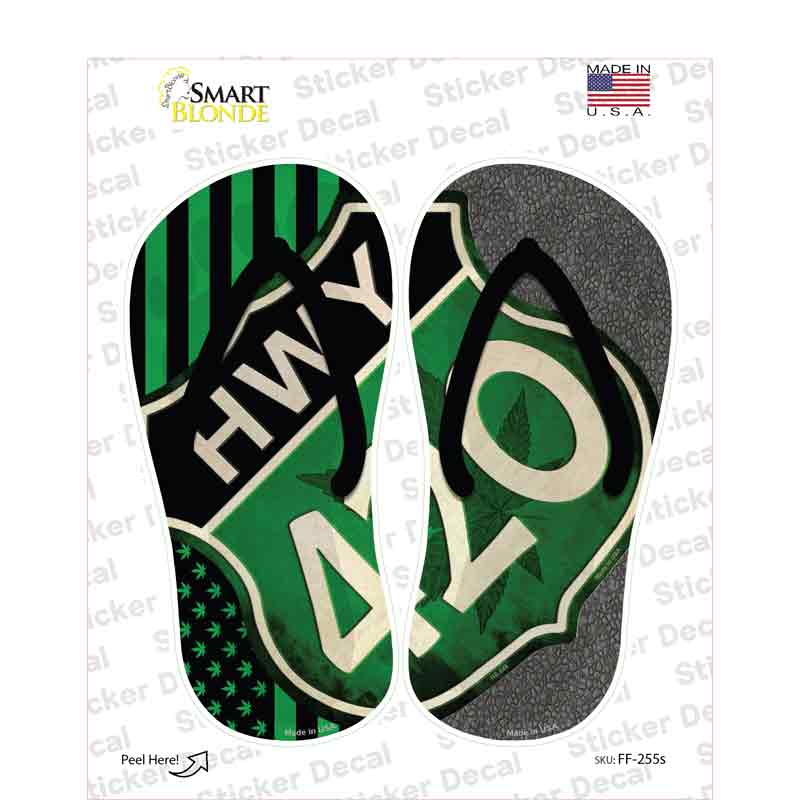 USA Weed|HWY 420 Novelty Flip Flops Sticker Decal Small