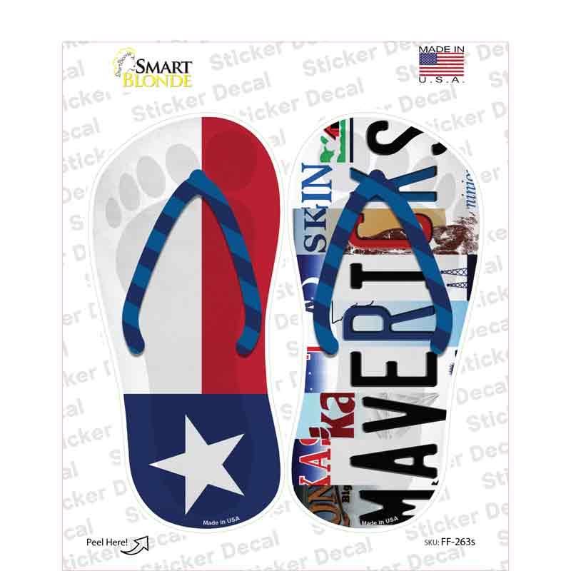 TX Flag|Mavericks Strip Art Novelty Flip Flops Sticker Decal Small