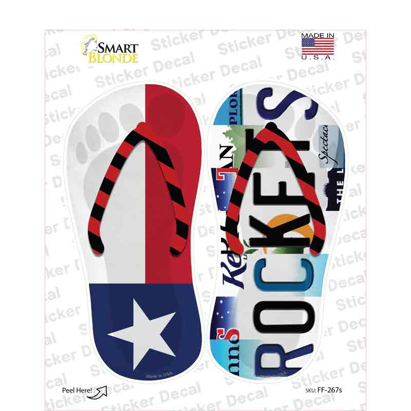 TX Flag|Rockets Strip Art Novelty Flip Flops Sticker Decal Small