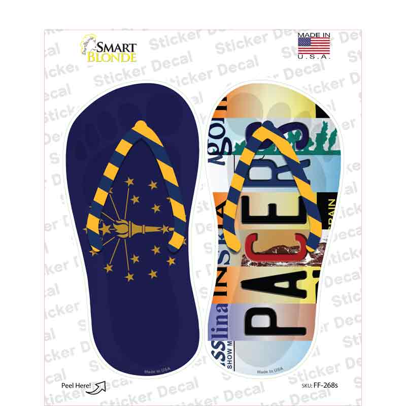 IN Flag|Pacers Strip Art Novelty Flip Flops Sticker Decal Small