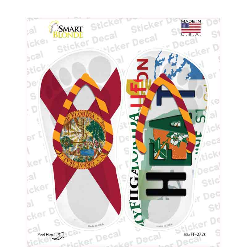 FL Flag|Heat Strip Art Novelty Flip Flops Sticker Decal Small