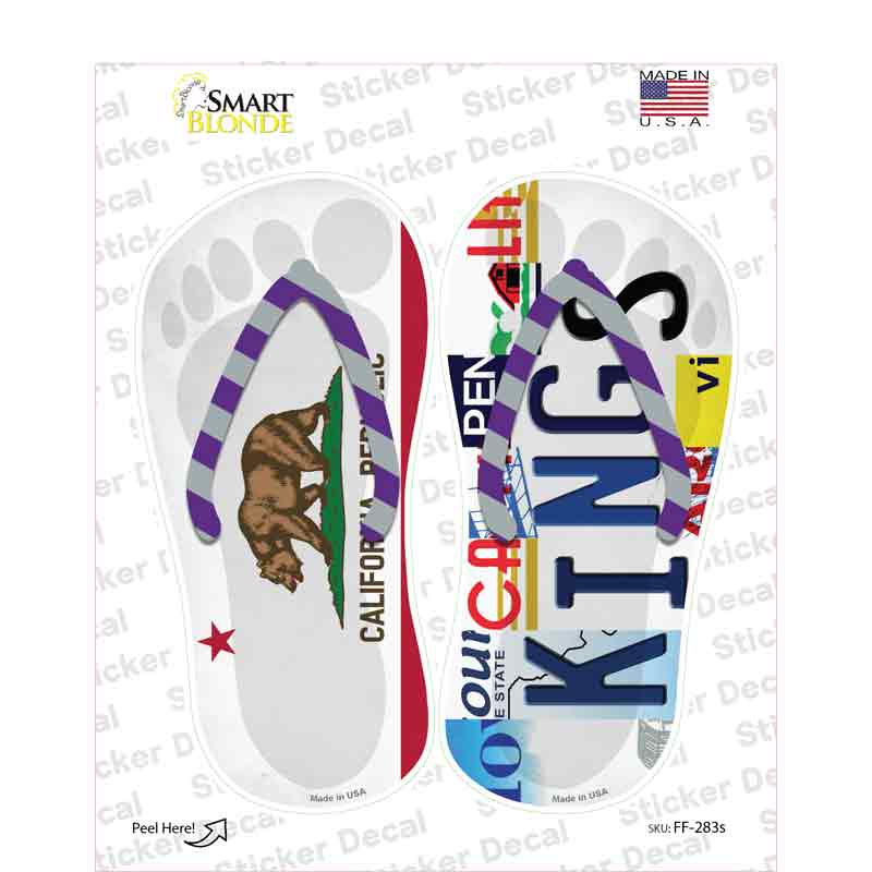 CA Flag|Kings Strip Art Basketball Novelty Flip Flops Sticker Decal Small