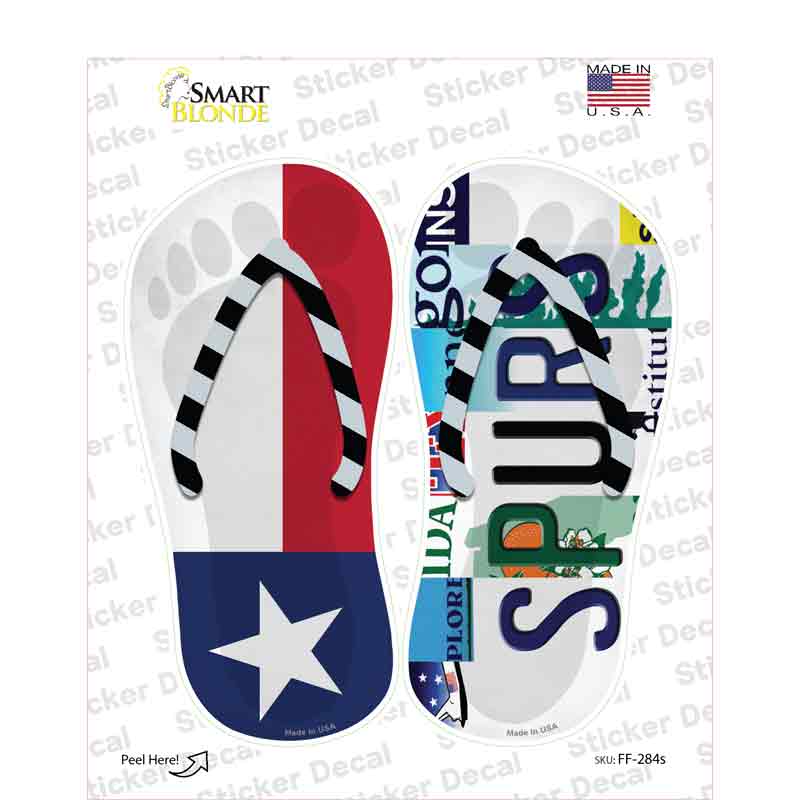 TX Flag|Spurs Strip Art Novelty Flip Flops Sticker Decal Small