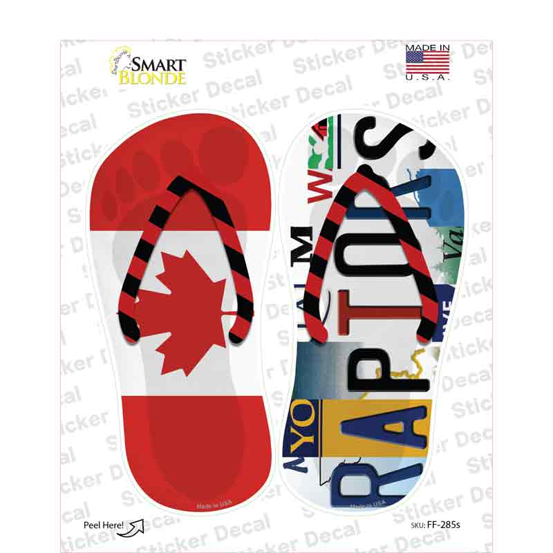 CAN Flag|Raptors Strip Art Novelty Flip Flops Sticker Decal Small