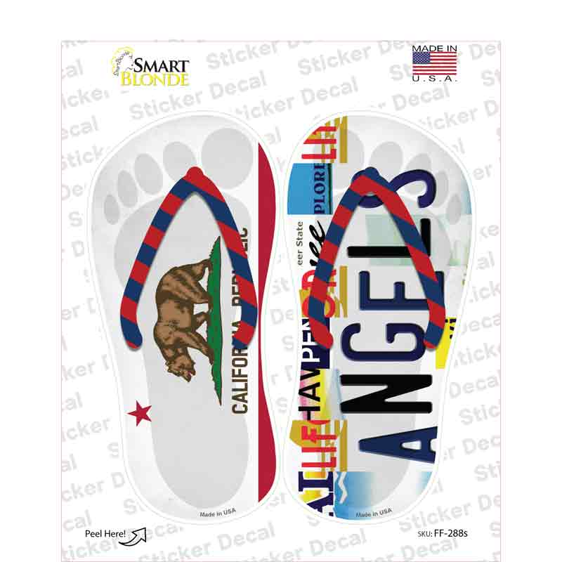 CA Flag|Angels Strip Art Novelty Flip Flops Sticker Decal Small