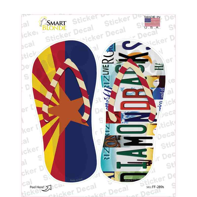 AZ Flag|Diamondbacks Strip Art Novelty Flip Flops Sticker Decal Small