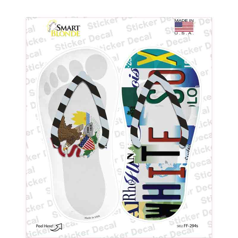 IL Flag|White Sox Strip Art Novelty Flip Flops Sticker Decal Small