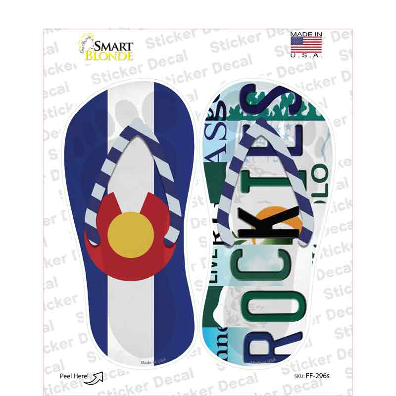 CO Flag|Rockies Strip Art Novelty Flip Flops Sticker Decal Small