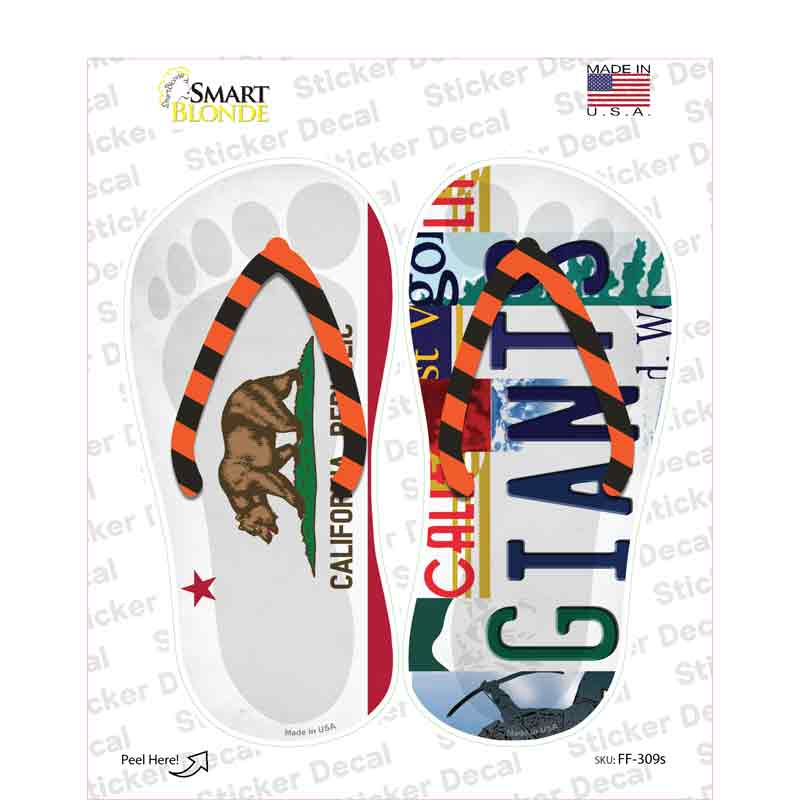 CA Flag|Giants Strip Art Novelty Flip Flops Sticker Decal Small