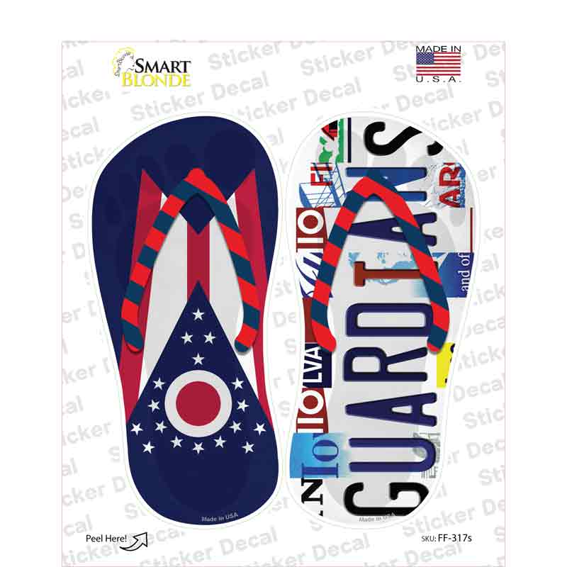 OH Flag|Guardians Strip Art Novelty Flip Flops Sticker Decal Small