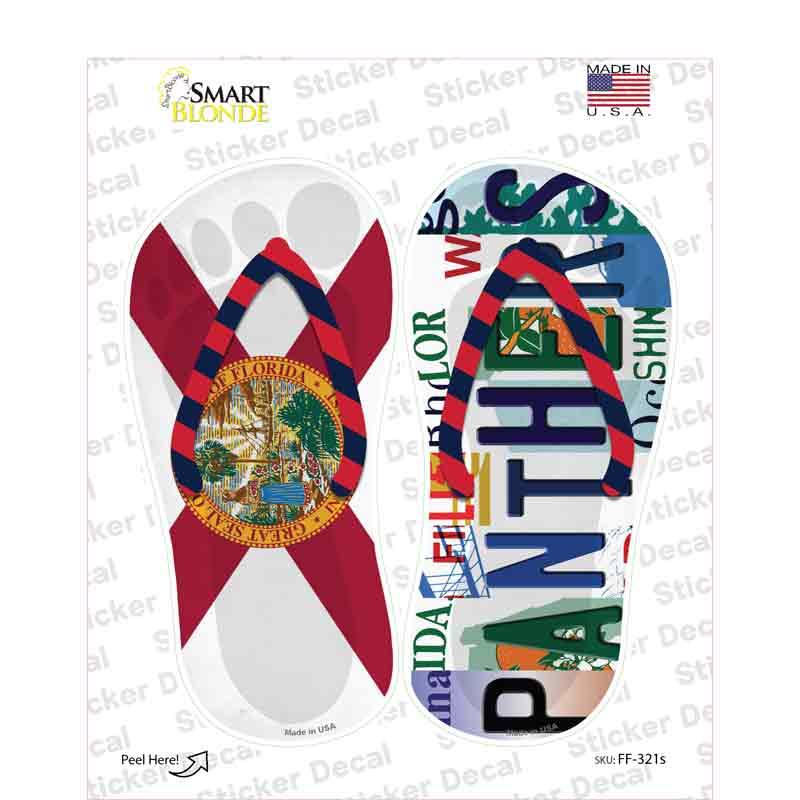 FL Flag|Panthers Strip Art Novelty Flip Flops Sticker Decal Small