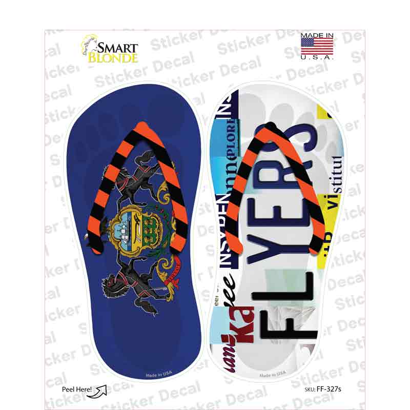 PA Flag|Flyers Strip Art Novelty Flip Flops Sticker Decal Small