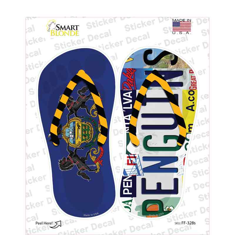 PA Flag|Penguins Strip Art Novelty Flip Flops Sticker Decal Small