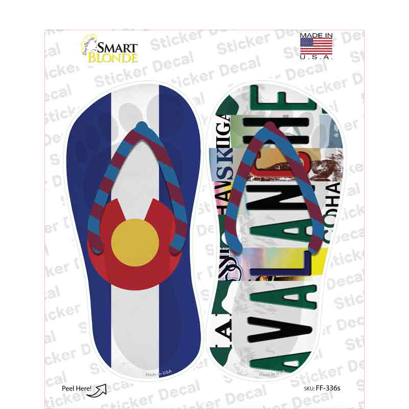 CO Flag|Avalanche Strip Art Novelty Flip Flops Sticker Decal Small