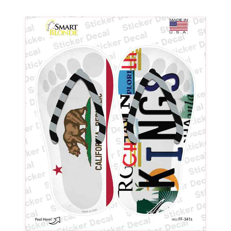 CA Flag|Kings Strip Art Hockey Novelty Flip Flops Sticker Decal Small