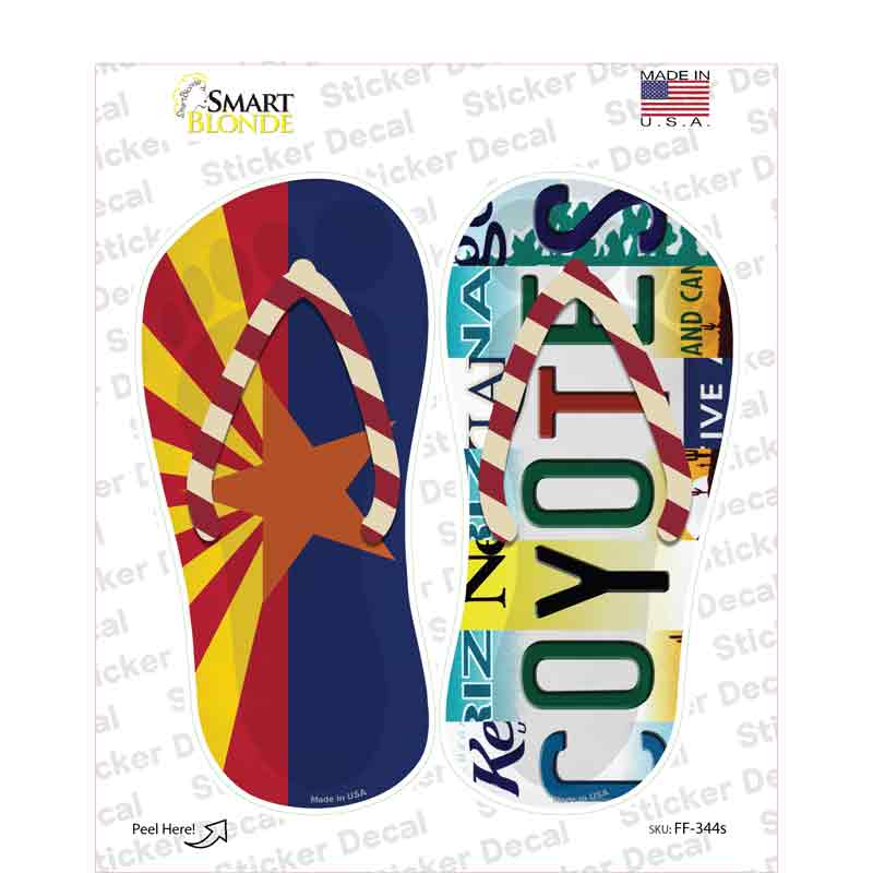 AZ Flag|Coyotes Strip Art Novelty Flip Flops Sticker Decal Small