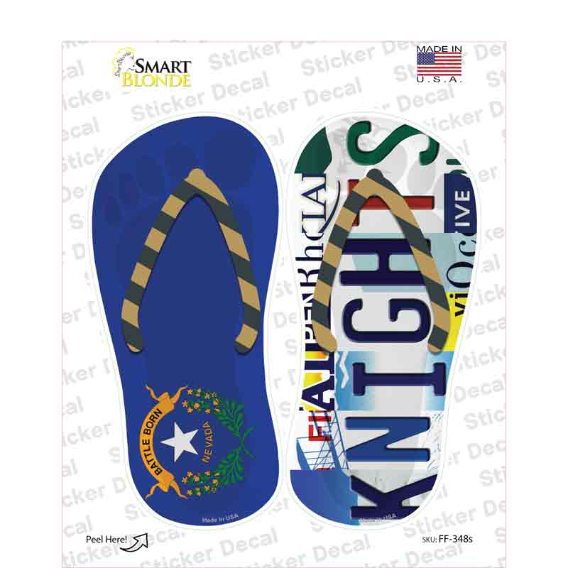 NV Flag|Knights Strip Art Novelty Flip Flops Sticker Decal Small