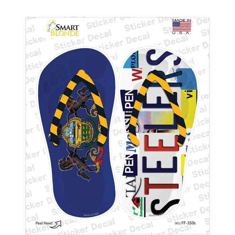 PA Flag|Steelers Strip Art Novelty Flip Flops Sticker Decal Small