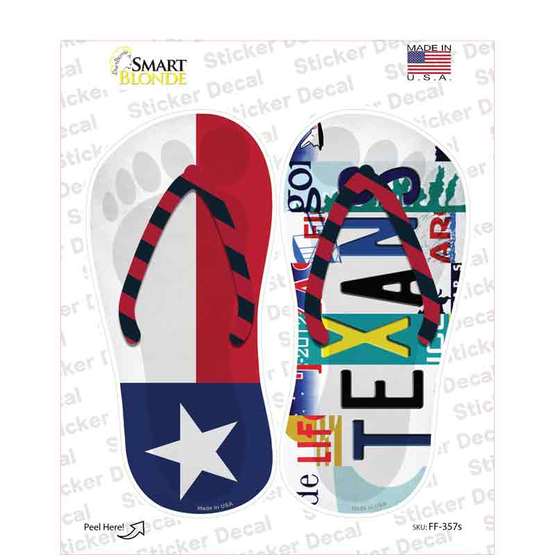 TX Flag|Texans Strip Art Novelty Flip Flops Sticker Decal Small