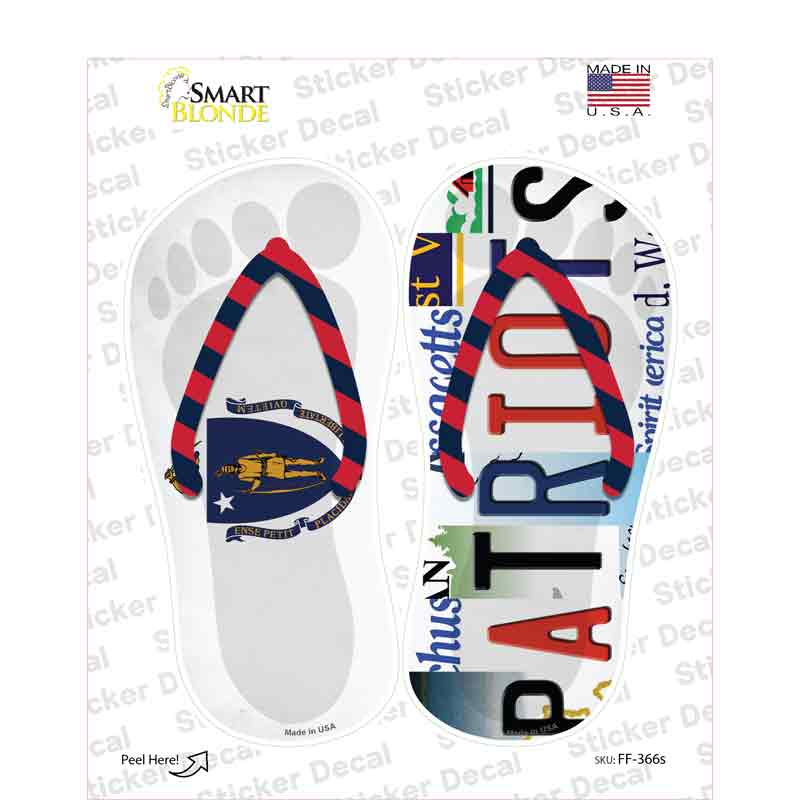 MA Flag|Patriots Strip Art Novelty Flip Flops Sticker Decal Small