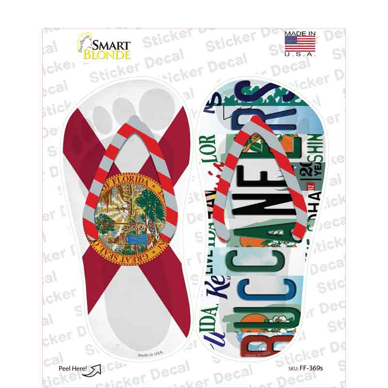 FL Flag|Buccaneers Strip Art Novelty Flip Flops Sticker Decal Small