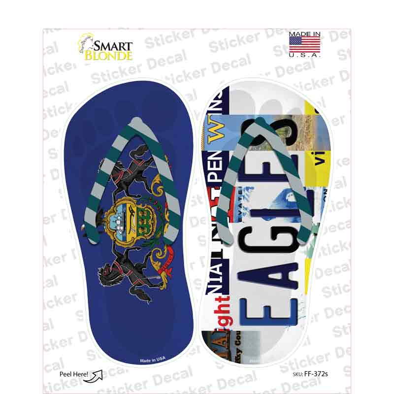 PA Flag|Eagles Strip Art Novelty Flip Flops Sticker Decal Small