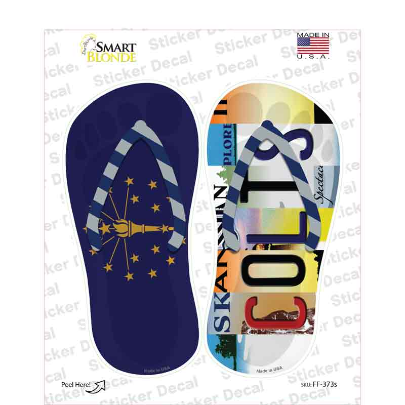 IN Flag|Colts Strip Art Novelty Flip Flops Sticker Decal Small