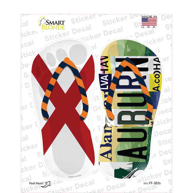 AL Flag|Auburn Strip Art Novelty Flip Flops Sticker Decal Small