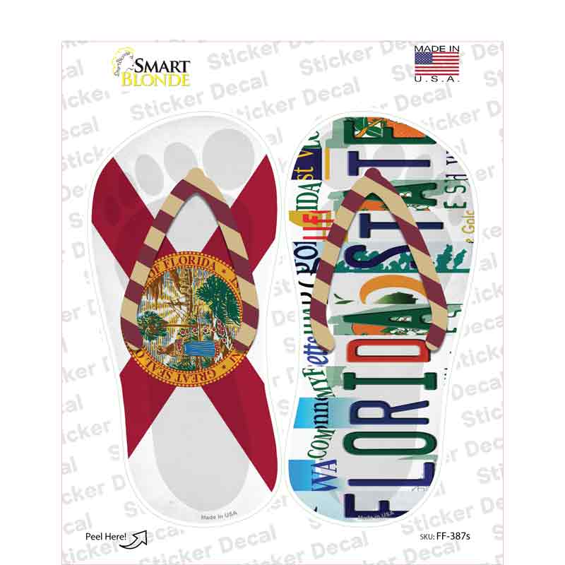 FL Flag|Florida State Strip Art Novelty Flip Flops Sticker Decal Small