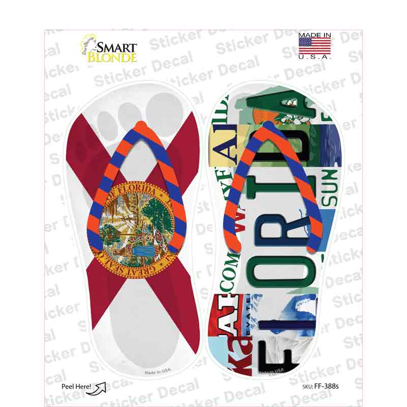 FL Flag|Florida Strip Art Novelty Flip Flops Sticker Decal Small