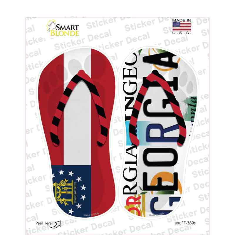 GA Flag|Georgia Strip Art Novelty Flip Flops Sticker Decal Small