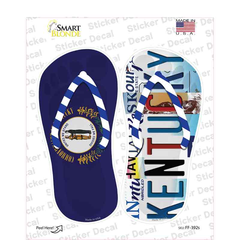 KY Flag|Kentucky Strip Art Novelty Flip Flops Sticker Decal Small