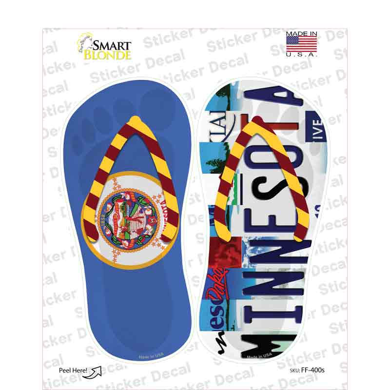 MN Flag|Minnesota Strip Art Novelty Flip Flops Sticker Decal Small