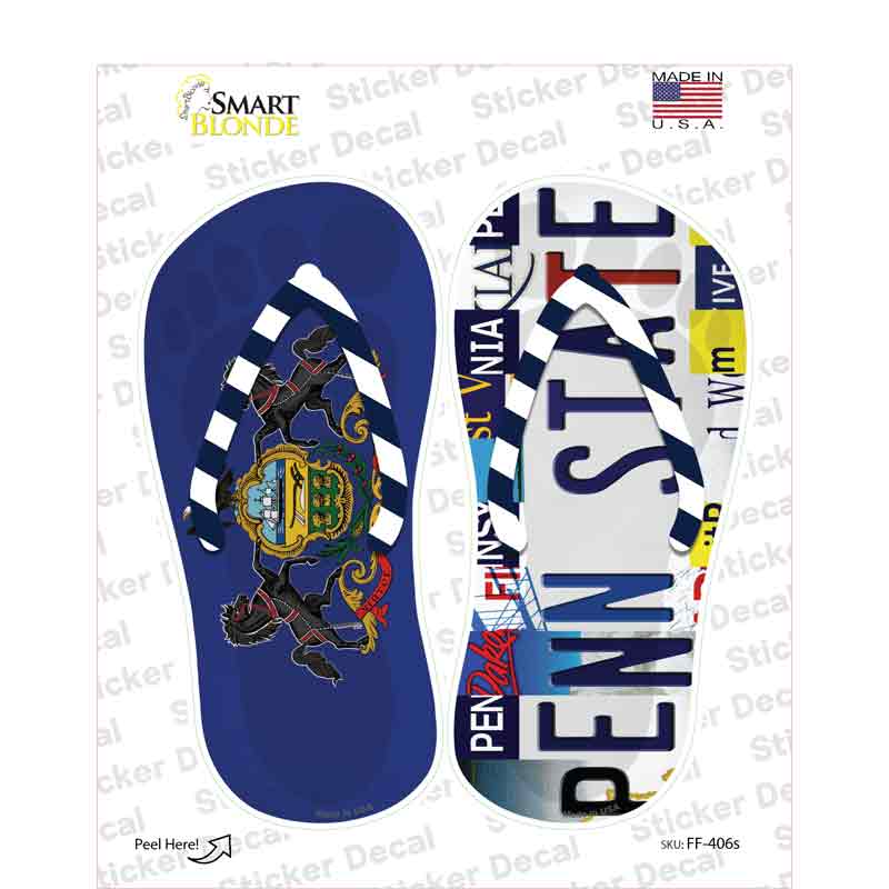 PA Flag|Penn State Strip Art Novelty Flip Flops Sticker Decal Small