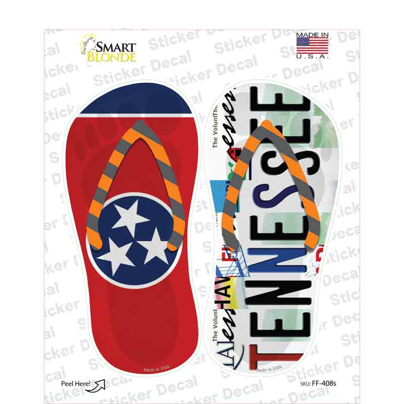 TN Flag|Tennessee Strip Art Novelty Flip Flops Sticker Decal Small