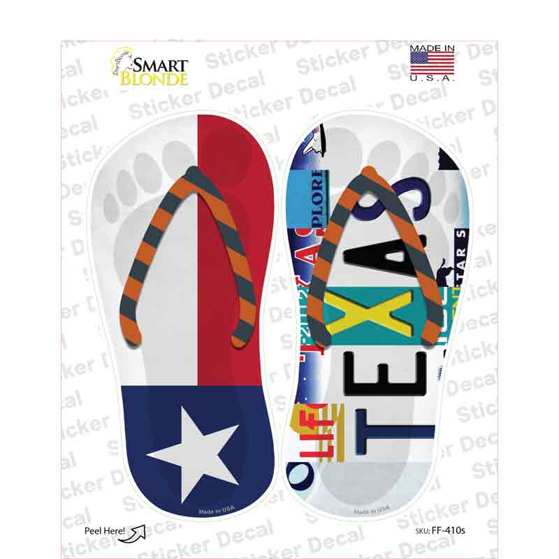 TX Flag|Texas Strip Art Novelty Flip Flops Sticker Decal Small