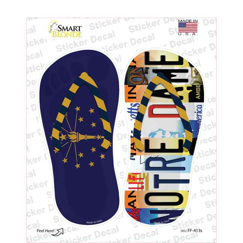 IN Flag|Notre Dame Strip Art Novelty Flip Flops Sticker Decal Small