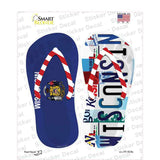 WI Flag|Wisconsin Strip Art Novelty Flip Flops Sticker Decal Small