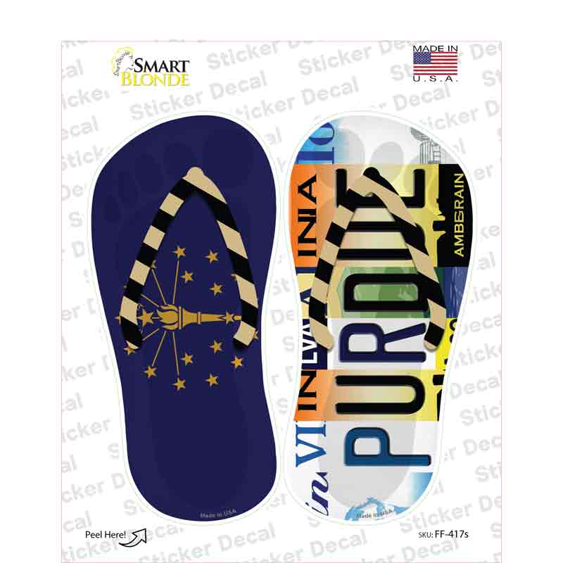 IN Flag|Purdue Strip Art Novelty Flip Flops Sticker Decal Small