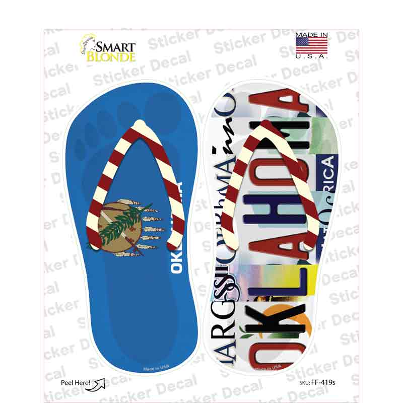 OK Flag|Oklahoma Strip Art Novelty Flip Flops Sticker Decal Small