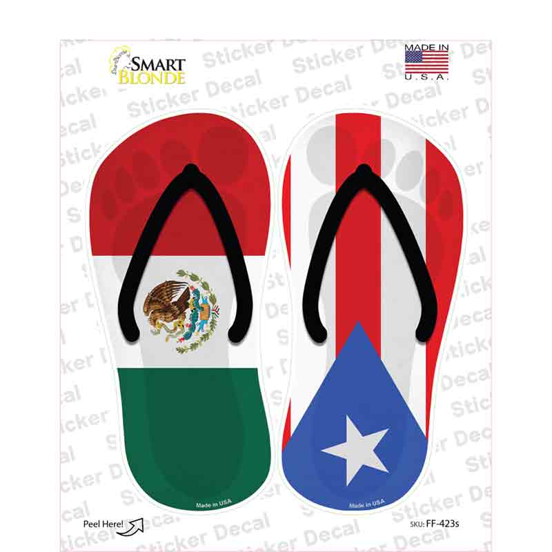 MEX|PR Flag Novelty Flip Flops Sticker Decal Small