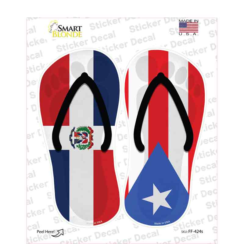 DR|PR Flag Novelty Flip Flops Sticker Decal Small