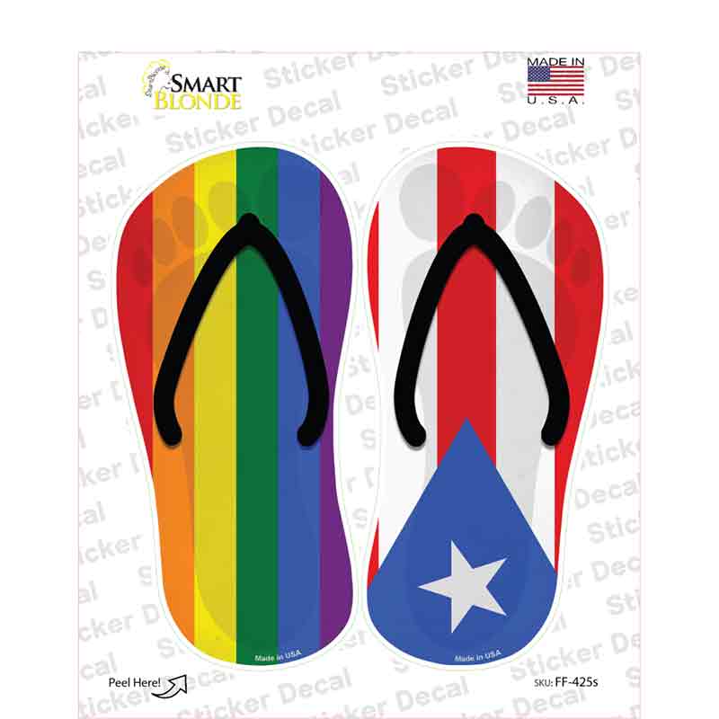 Rainbow|PR Flag Novelty Flip Flops Sticker Decal Small