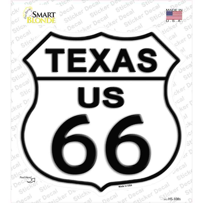 Texas Route 66 Novelty Highway Shield Sticker Decal Small