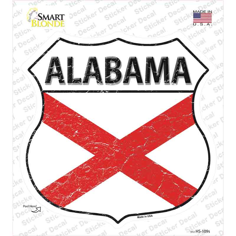 Alabama Flag Novelty Highway Shield Sticker Decal Small