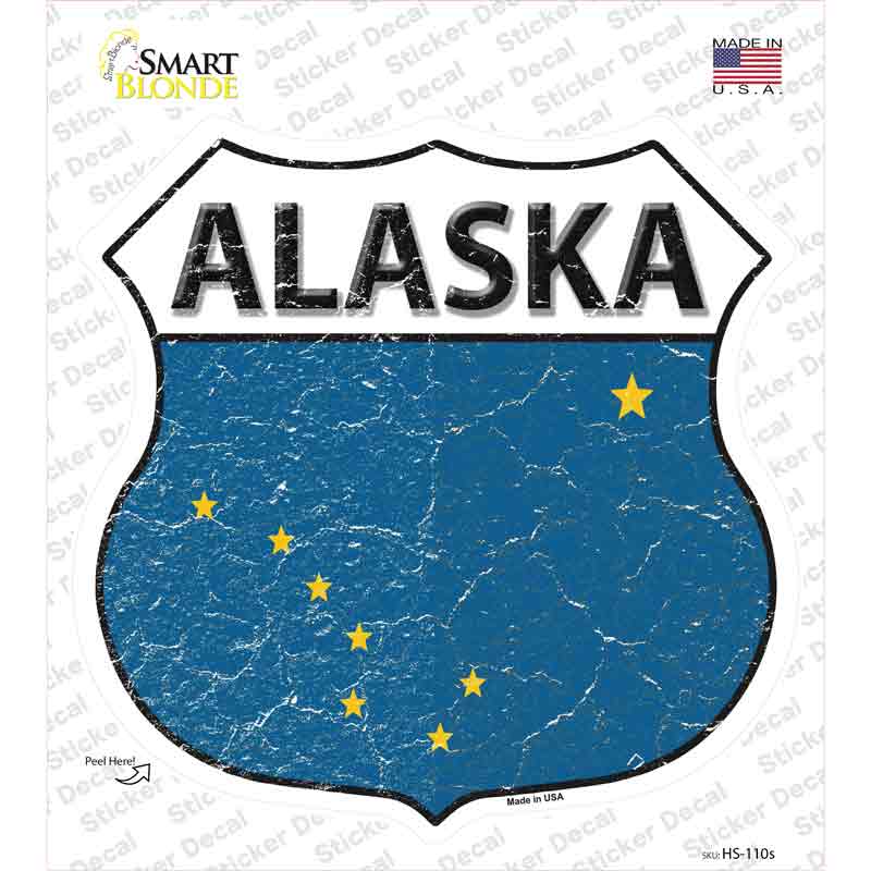 Alaska Flag Novelty Highway Shield Sticker Decal Small