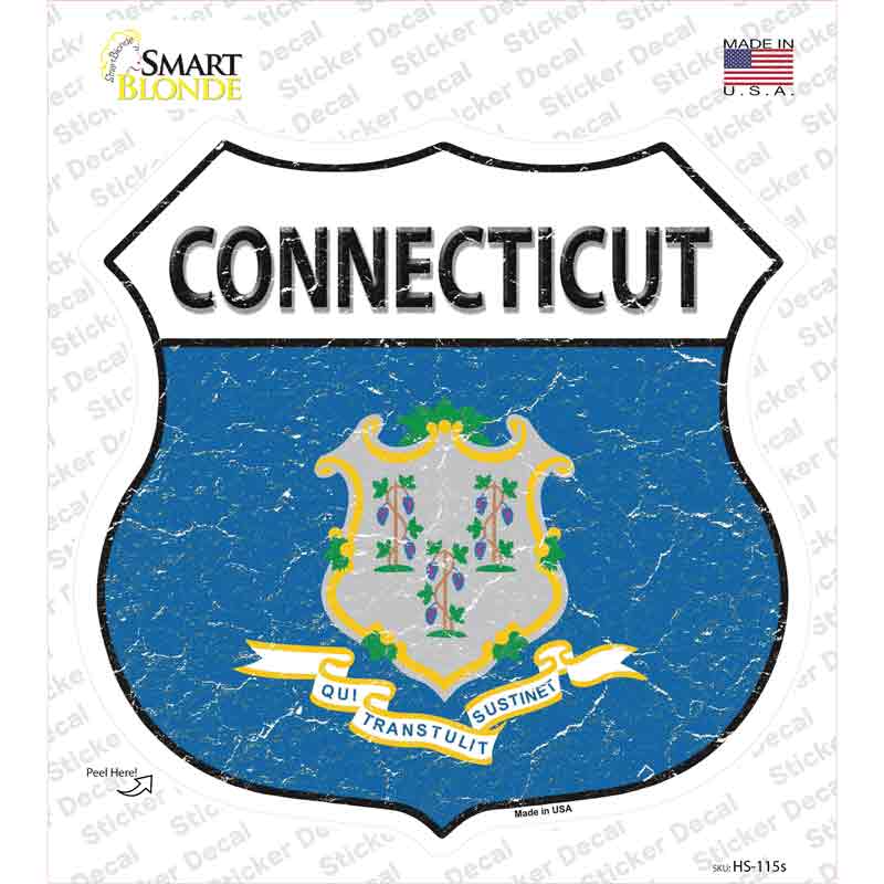 Connecticut Flag Novelty Highway Shield Sticker Decal Small