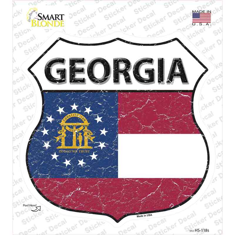 Georgia State Flag Novelty Highway Shield Sticker Decal Small